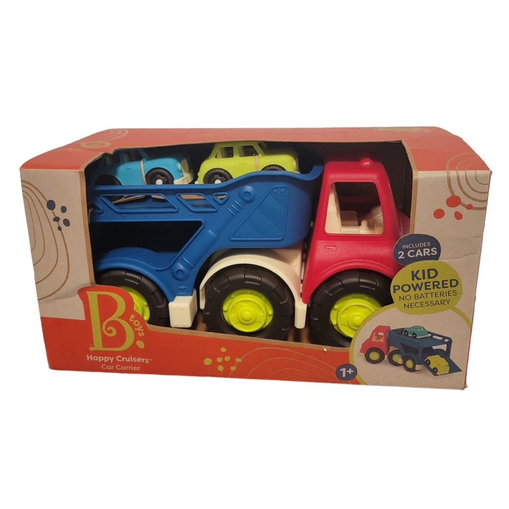 B. Toys Happy Cruisers Multicolor Kid‎ Powered 2 Cars 1 Carrier Classic Toys